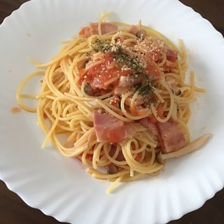 トマトとベーコンのパスタ簡単節約！